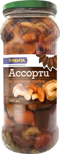 

Ассорти из соленых грибов Лента 580 мл
