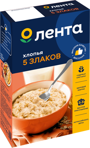 

Хлопья мультизлаковые ЛЕНТА 5 злаков, 500 г