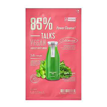 MISSHA Talks Vegan Squeeze Маска для упругости кожи с экстрактами зеленого винограда и кале, 27 г