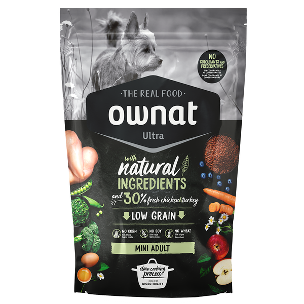 Mini Adult Ultra сухой корм Ownat для собак мелких пород, с курицей и индейкой, 400 гр.