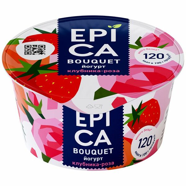 Йогурт Epica Bouquet Клубника-роза 4,8% 130 г