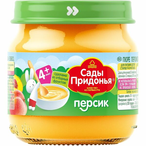 Пюре Сады Придонья персик с сахаром с 4 мес