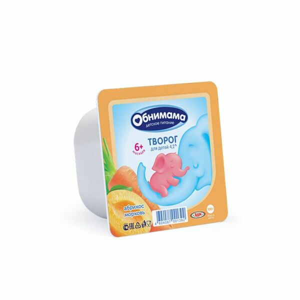 Творог детский Обнимама Абрикос-Морковь, с 6 месяцев, 4.2%