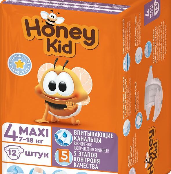 Подгузники Honey Kid Maxi 7-18кг 12шт.