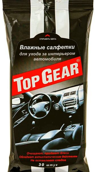 Салфетки влажные Top Gear для ухода за интерьером автомобиля 30шт