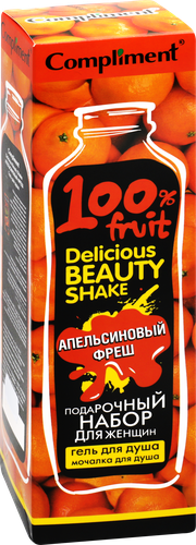 

Набор подарочный женский Compliment Delicious Beauty Shake Апельсиновый фреш Гель для душа, 250мл+мочалка