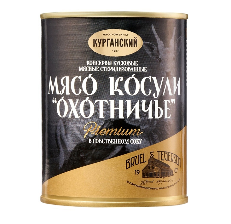 

Мясо косули в собственном соку Курганский мясокомбинат Premium 330 г