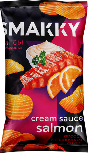 Чипсы картофельные Smakky со вкусом лосось в сливочном соусе 180 г