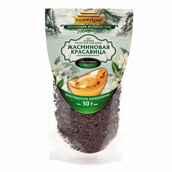 Чай зеленый ароматизированный Жасминовая красавица ТМ Конфуций