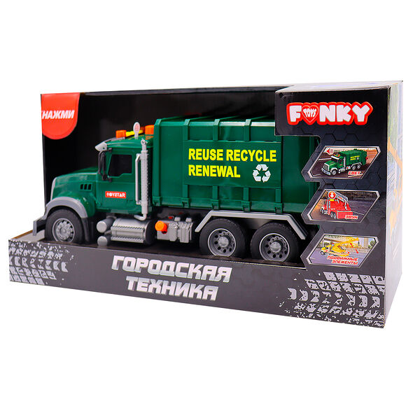 Машина-мусоровоз фрикционная  со светом и звуком Городская техника Funky Toys  FT0454662