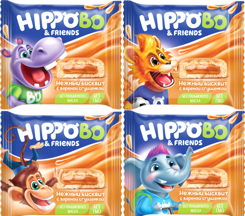 

Пирожное Hippobo&friends с вареной сгущенкой дизайн в ассортименте 32 г