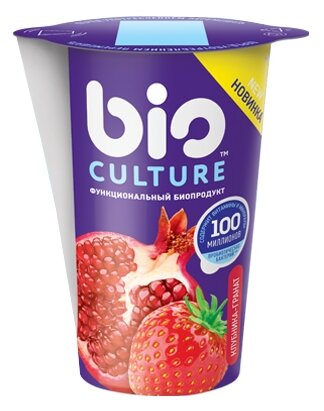 Биопродукт кисломолочный Bio Culture Клубника-гранат 1,3%, 100 г