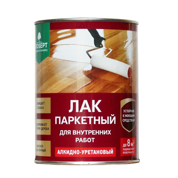 Лак паркетный PROSEPT глянцевый, готовый состав, 0,9л