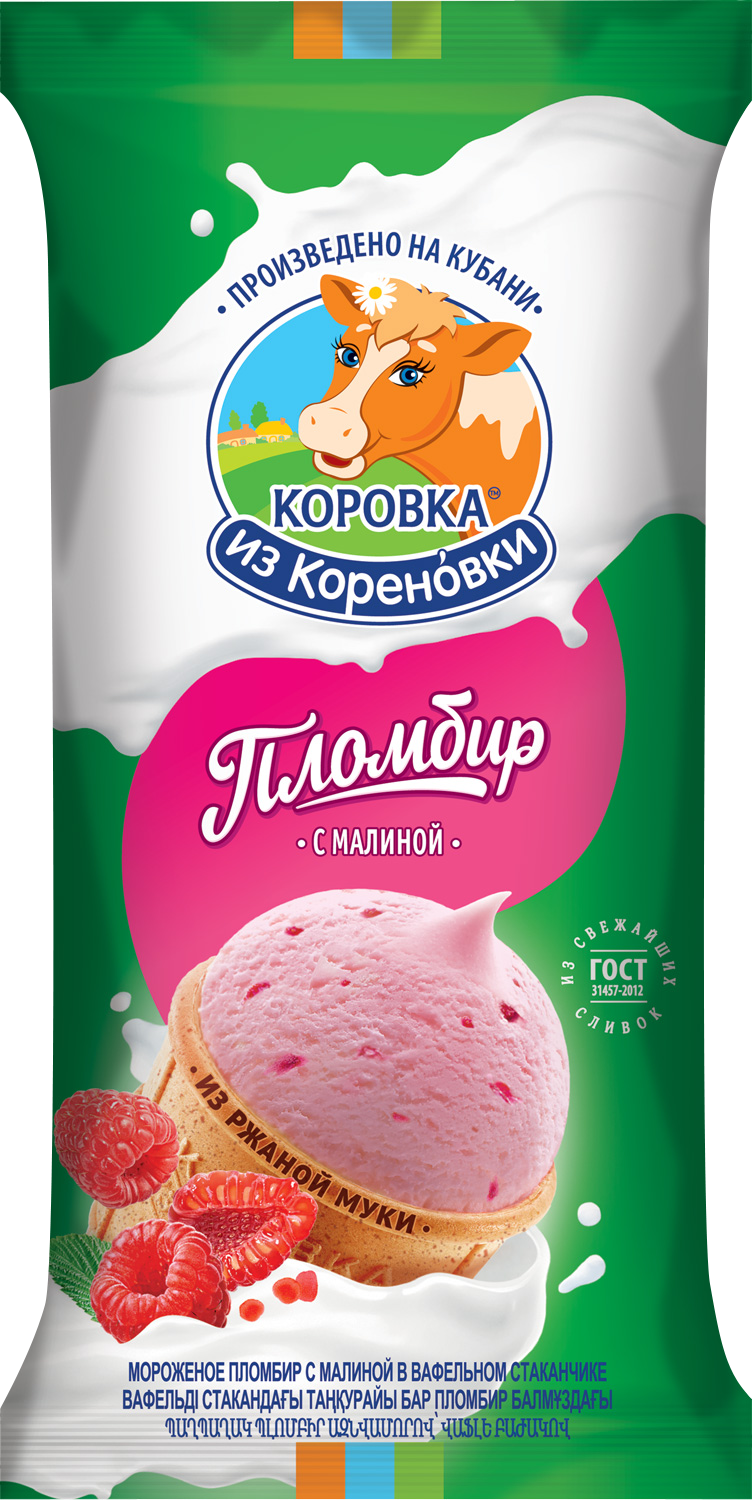 

Мороженое Коровка из Кореновки пломбир со вкусом малины стакан