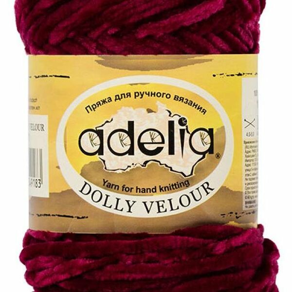 Пряжа Adelia Dolly Velour 17 вишневый, 100 г