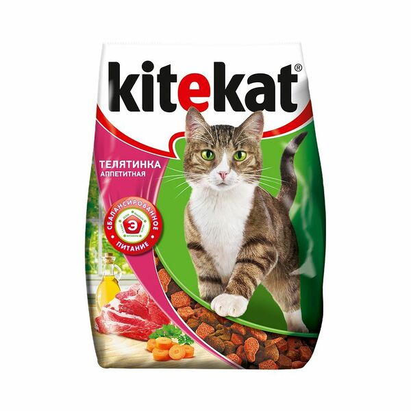 Корм для кошек сухой Kitekat Телятинка аппетитная