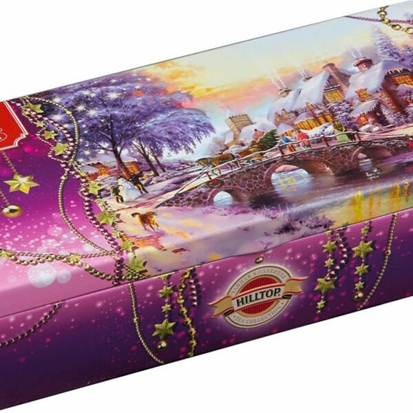 Чайный набор Hilltop Ассорти Шкатулка Новогодний пейзаж, 150 г