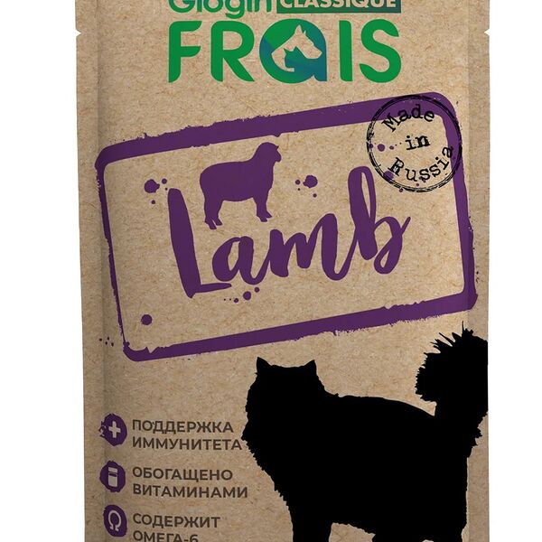 Корм FRAIS CLASSIQUE 85гр для кошек с ягненком в нежном соусе (пауч)