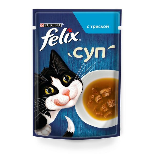 Felix Корм для кошек влажный, суп треска