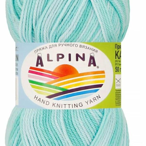 Пряжа Alpina Katrin 4019 светло голубой-светло бирюзовый-голубой, 50 г
