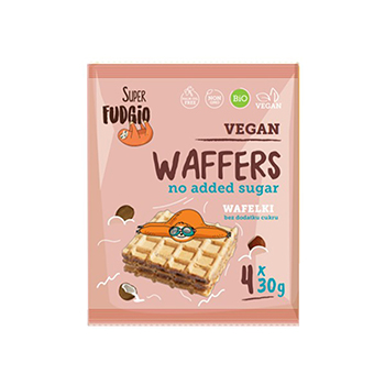 

Вафли веган Super FUDGIO с какао и фундучным кремом (без сахара) Органик 4х30г Польша