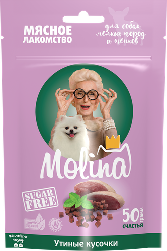 

Лакомство для собак MOLINA Кусочки утиные, 50г