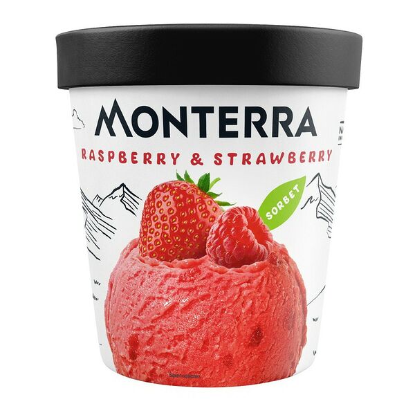 Десерт взбитый замороженный малиновый с кусочками клубники 306г