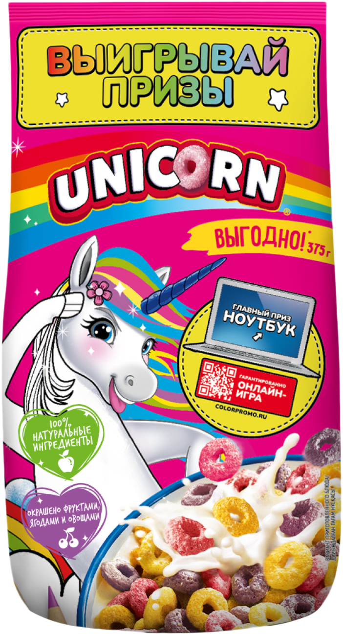 

Радужные колечки Kelloggs Unicorn с фруктовым вкусом