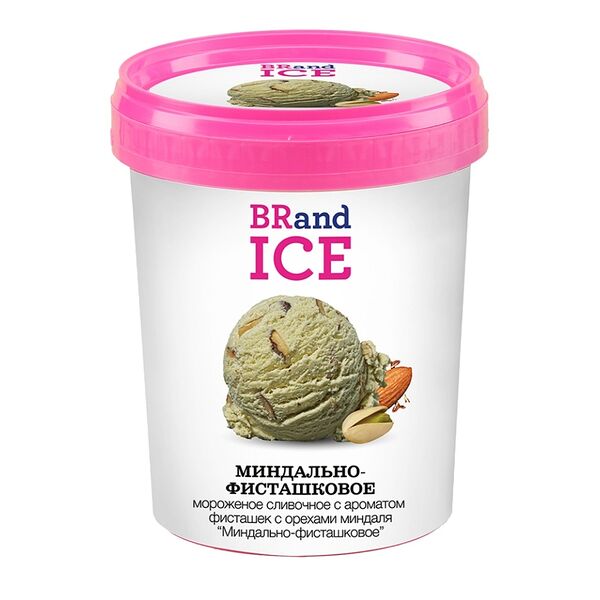Мороженое сливочное BrandIce Миндально-Фисташковое с ароматом фисташек с орехами миндаля 18%, 600г