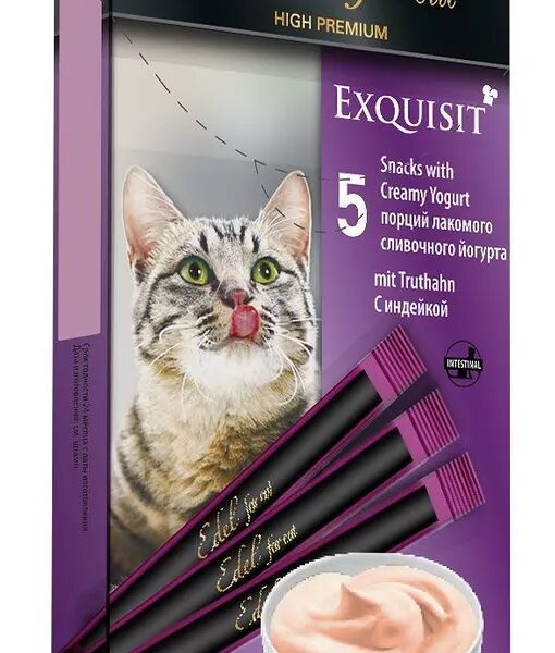 Лакомство Edel для любых кошек. Крем-суп, сливочный йогурт с индейкой