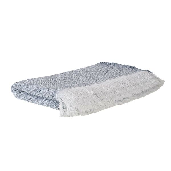 Покрывало вафельное Ромб с бахромой, 150х200 см, серо-голубой, хлопок