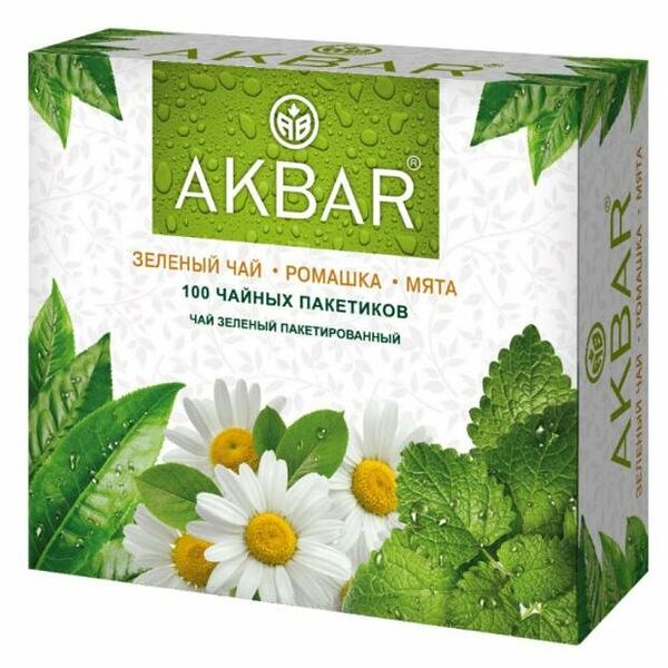 Чай зеленый Ромашка-Мята 1,5 г*100 шт ТМ Akbar (Акбар)