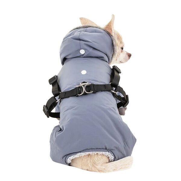 Комбинезон со шлейкой и капюшоном для собак XS синий (унисекс)