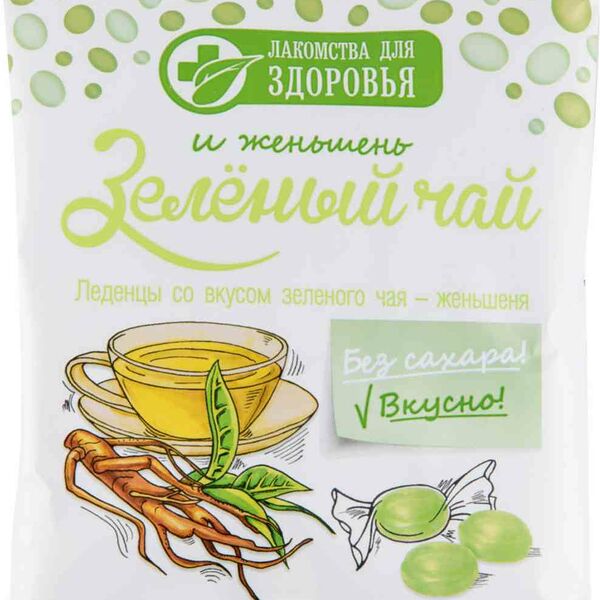 Карамель леденцовая Лакомства для здоровья со вкусом Зелёного чая и женьшеня