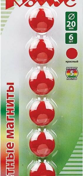Магнитный держатель для досок Комус 20 мм, 6шт/уп. 3216 красный