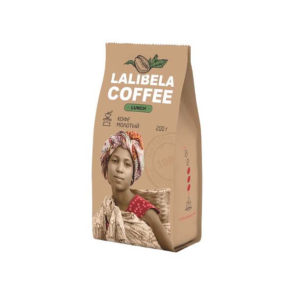 Кофе Lalibela Coffee Lunch 200гр Жареный Молотый пакет