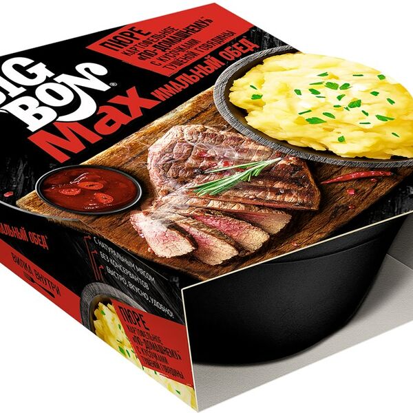 Пюре картофельное Big Bon Готовый обед По-домашнему, с кусочками тушеной говядины