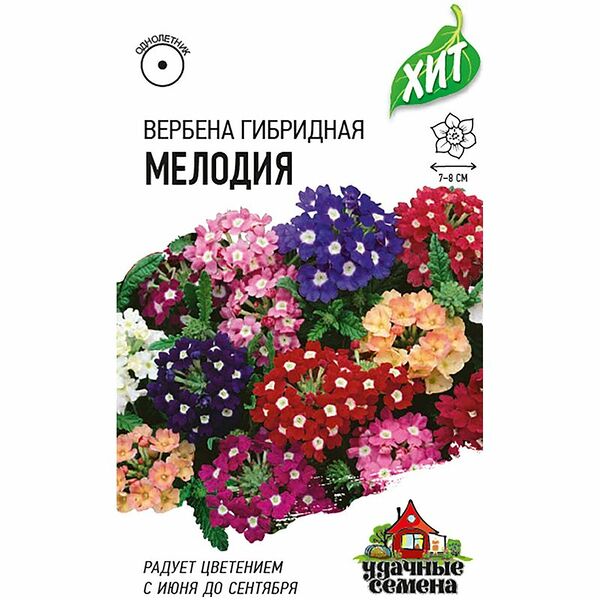 Семена УДАЧНЫЕ СЕМЕНА Вербена Мелодия, гибридная смесь, Арт. 1999949143