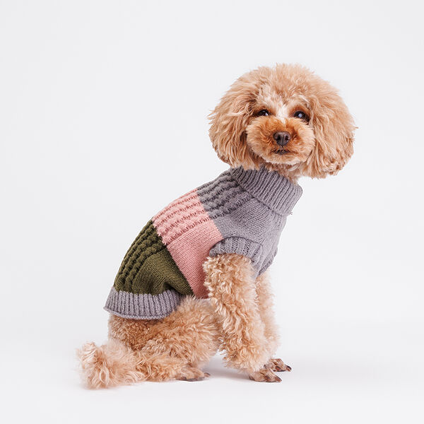 Свитер для собак, 25 см, серо-розовый