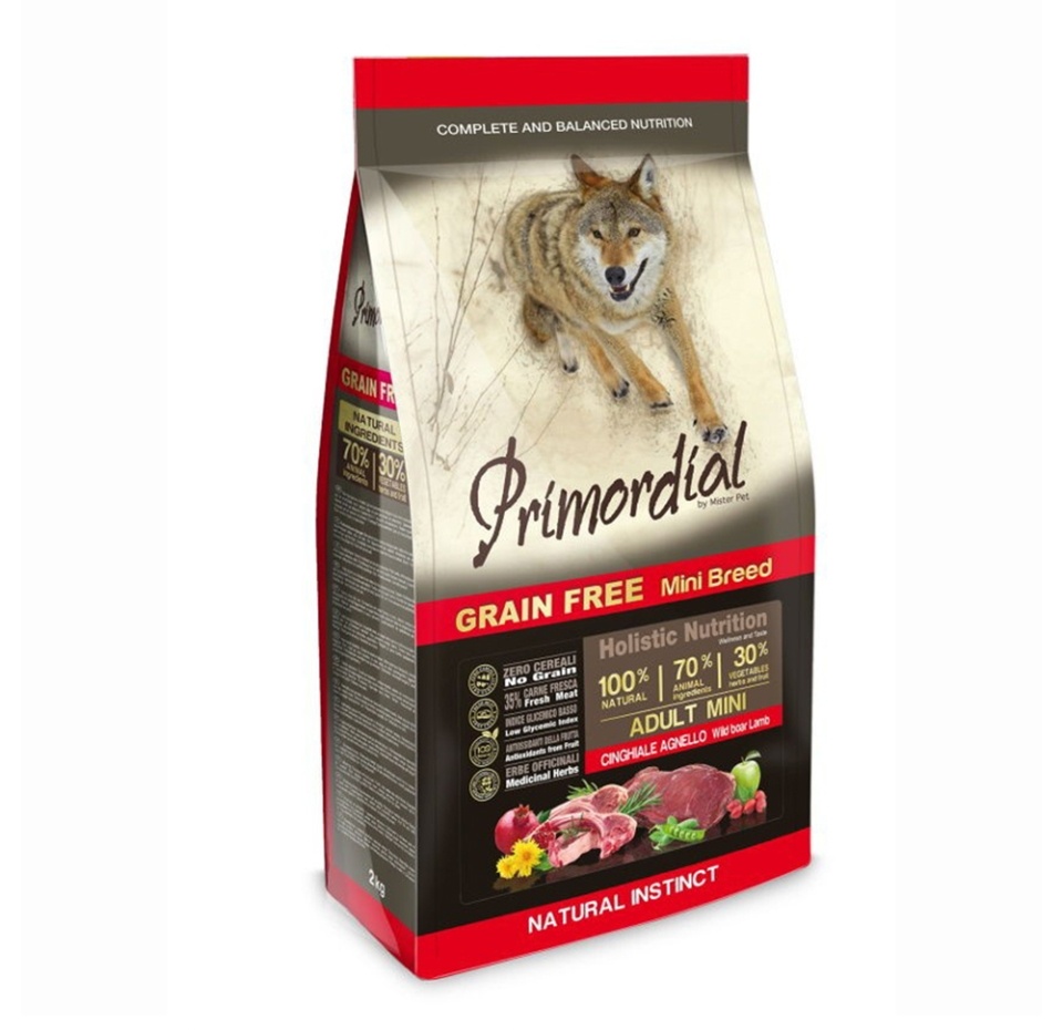 

Корм сухой Primordial mini adult для собак мелких пород беззерновой кабан ягненок 2кг Италия