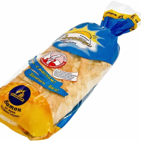 Батон Каравай Наше Солнышко нарезка высший сорт, 400г