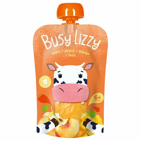 Пюре Busy Lizzy яблоко-персик-манго с 6 месяцев, 100г