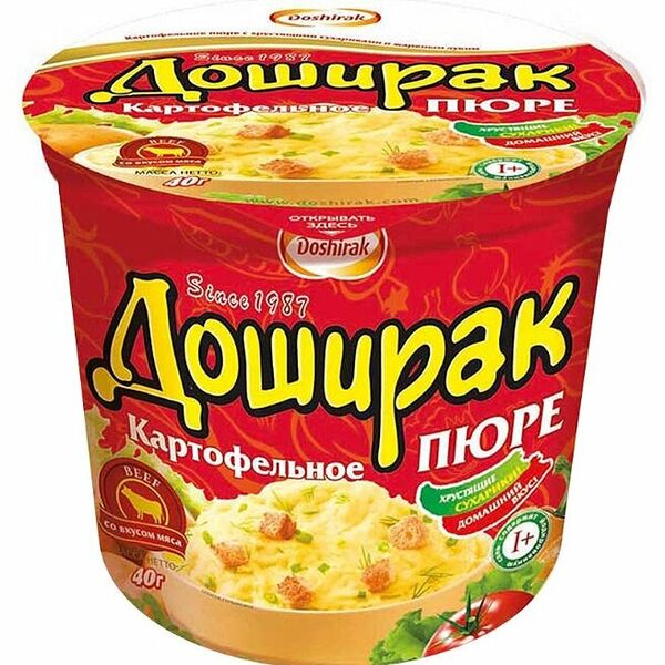 Пюре картофельное быстрого приготовления Доширак со вкусом Мяса