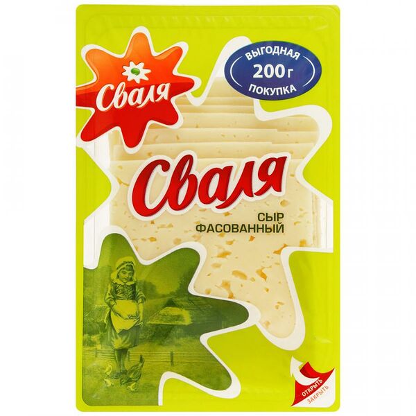 Сыр Тильзитер 45% нарезка Сваля