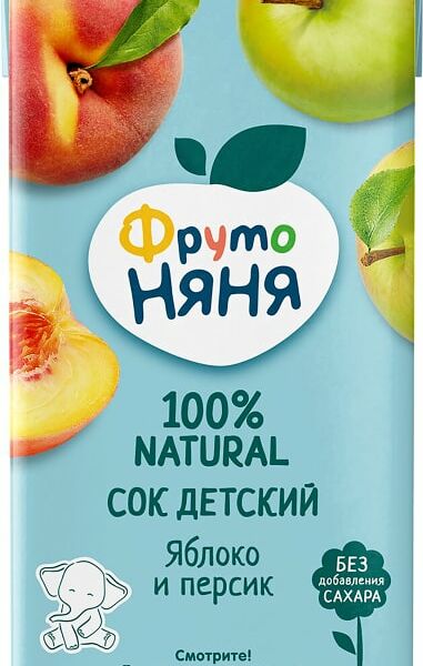Сок ФрутоНяня Яблоко-персик с 3 лет 500мл