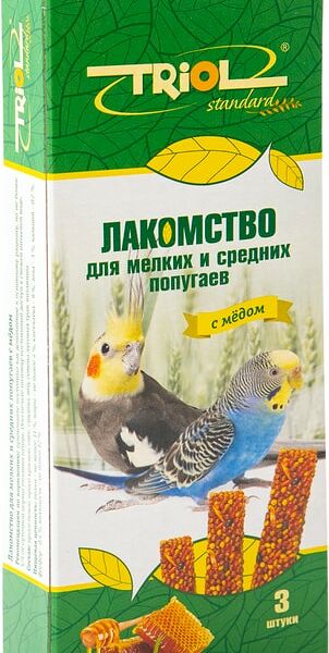 Лакомство для птиц Triol с медом для мелких и средних попугаев 80г