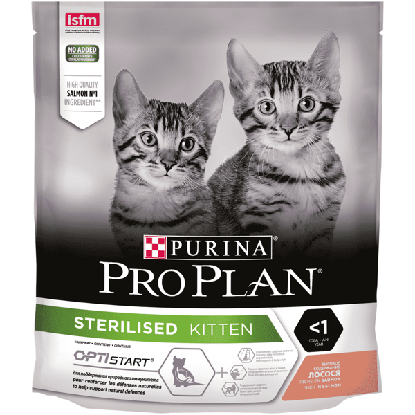 Pro Plan Sterilised Kitten корм для котят от 1 до 12 месяцев Лосось