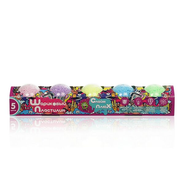 Пластилин Слайм Плюх в капсуле шариковый 5 цветов 3+