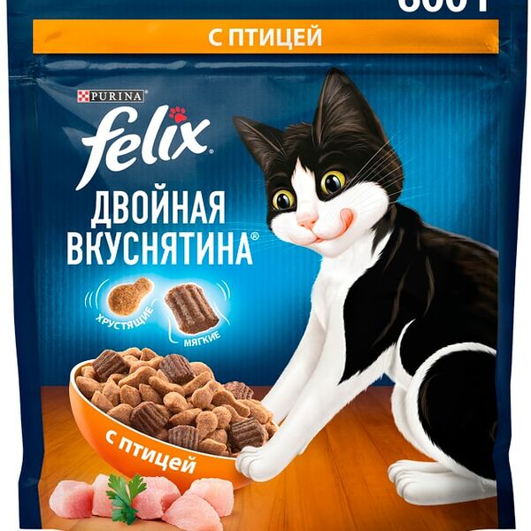 Сухой корм для кошек Felix Двойная Вкуснятина с птицей 600г