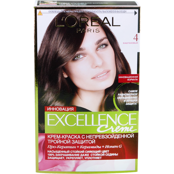 Крем-краска для волос Loreal Paris Excellence creme, оттенок 4 Каштановый